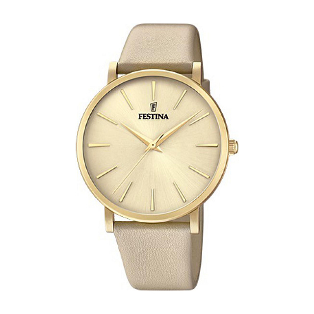 Festina Women's Beige Boyfriend Leather Watch Bracel...